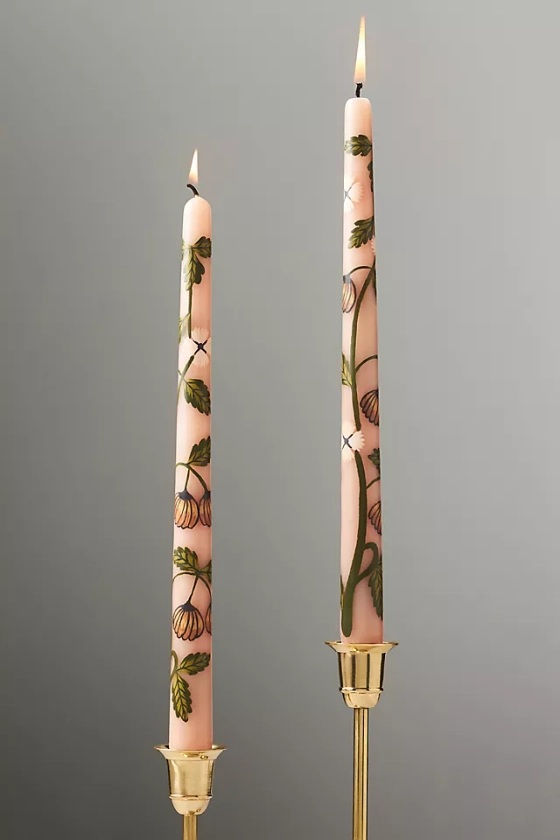 Handpainted Harvest Taper Candles, Set of 2