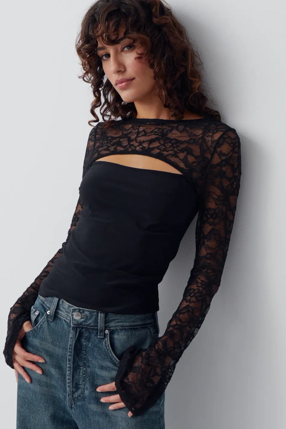 Cutout lace top