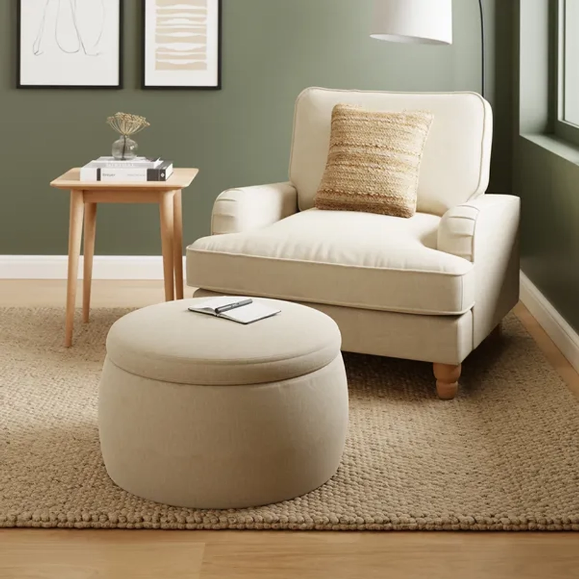 Medium Round Storage Pouffe, Luna Natural