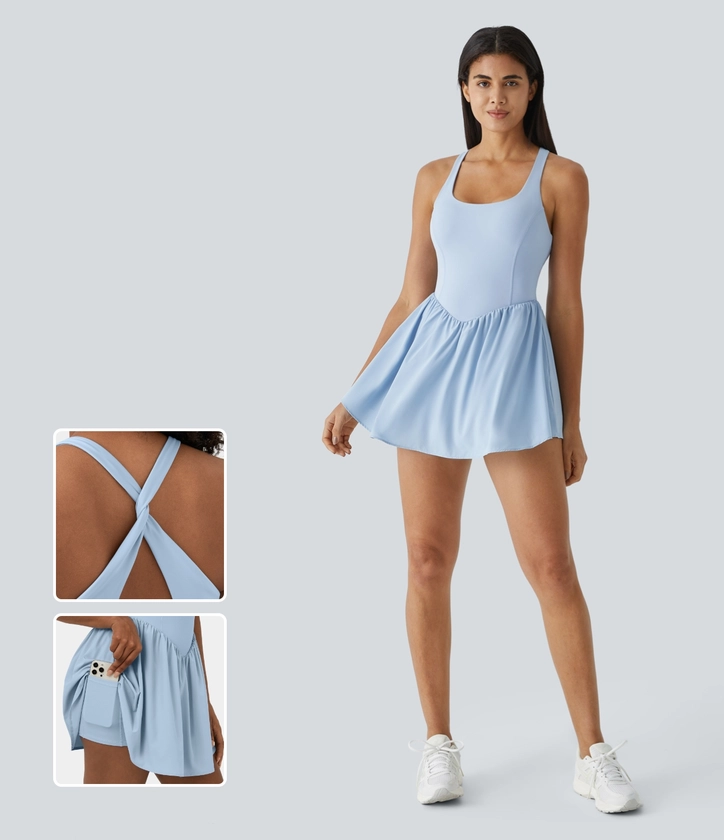 Women’s Breezeful™ Backless Corset 2-in-1 Pocket Mini Quick Dry Flowy Pickleball Active Dress - Halara 