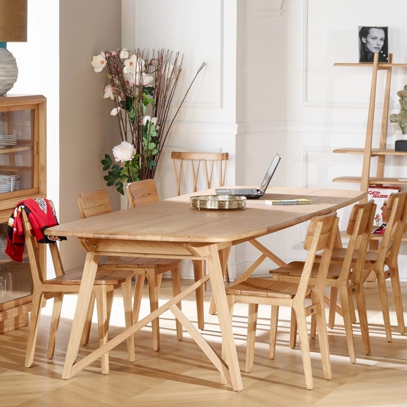 Table à manger moderne, en chêne massif, 10 à 12 personnes