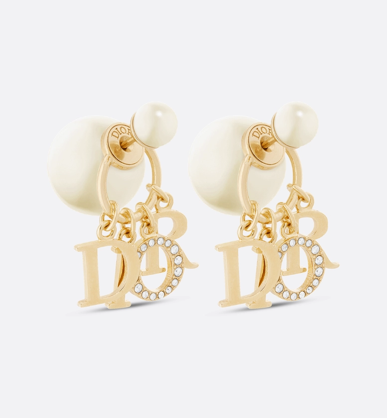 Dior Tribales Earrings Gold-Finish Metal, White Resin Pearls and White Crystals | DIOR