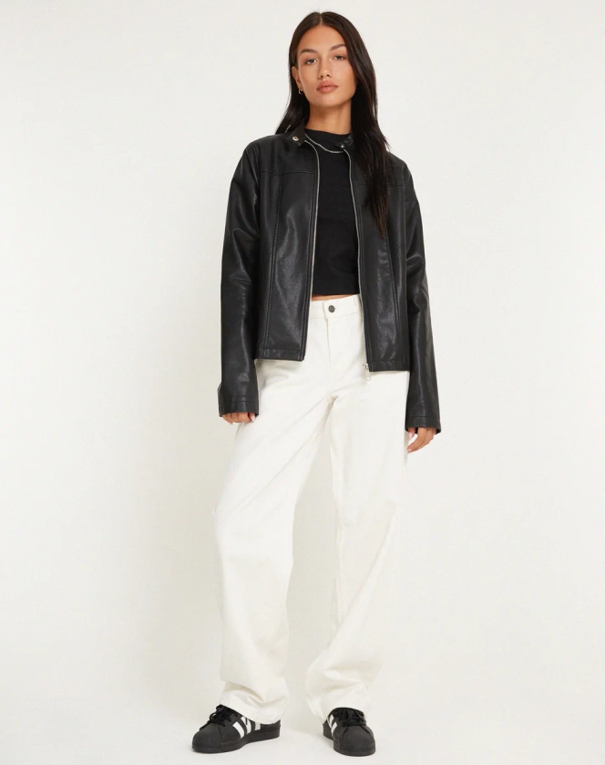 MOTEL X BARBARA Low Rise Parallel Jeans in True White