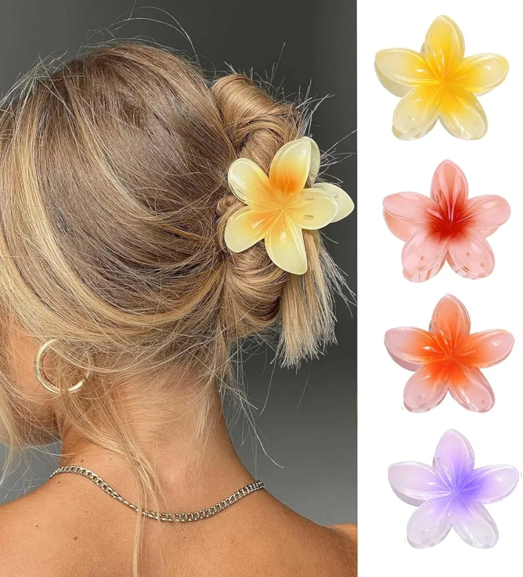 IOSPKKIO® Lot de 4 grandes pinces à cheveux antidérapantes, en forme de fleur, solides, pour cheveux épais, 4 couleurs au choix : Amazon.fr: Beauté et Parfum