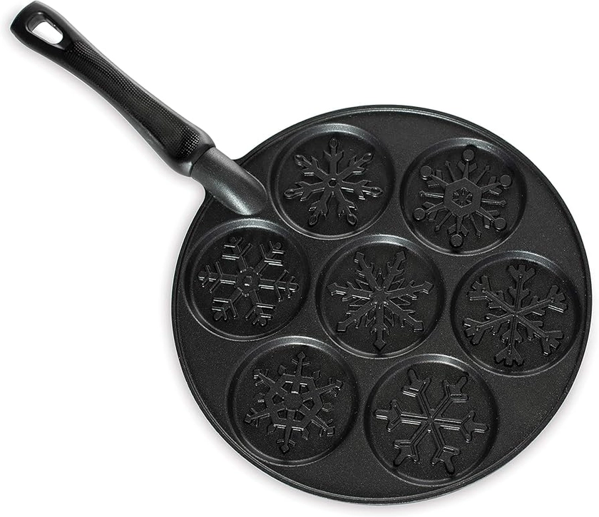 Nordic Ware Falling Snowflakes Pancake Pan, Cast-Aluminium Pancake Frying Pan, Pancake Pan for 7 Pancakes, Mini Pancake Maker - Black : Amazon.co.uk: Home & Kitchen