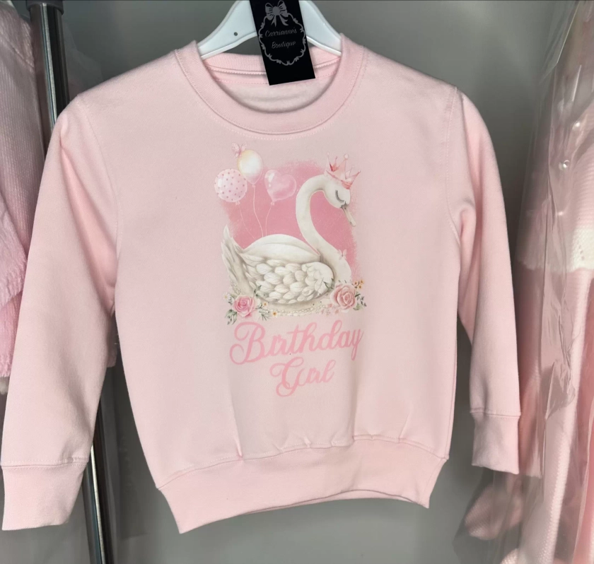 Birthday girl swan jumper - Carrianne's Boutique