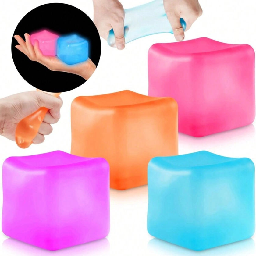 1/2PCS Glowing Squeeze Block Balls In Assorted Neon Colors - Fidget Toy Stress Balls, Anxiety Relief Items To Squish, Squeeze, Throw Fidgets,Gift Fillers Color Random