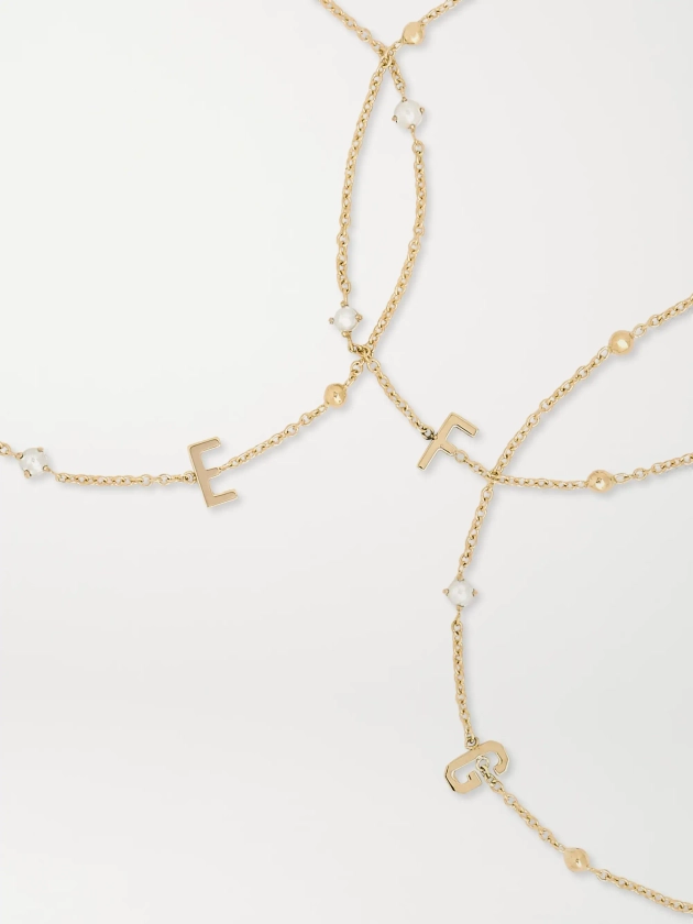 STONE AND STRAND Initial 14-karat gold pearl bracelet | NET-A-PORTER