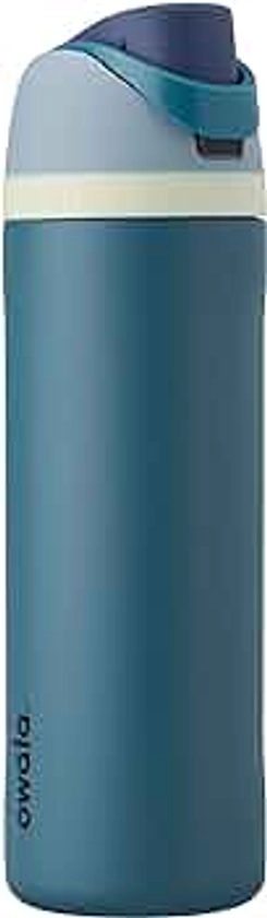 Owala FreeSip Insulated Stainless Steel Water Bottle with Straw for Sports and Travel, BPA-Free, 24-oz, Blue/Teal (Denim)