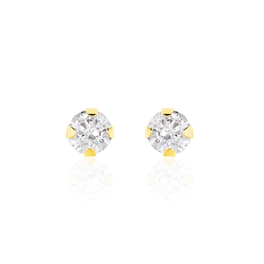 Boucles D'oreilles Puces Eddie Or Jaune Oxyde De Zirconium