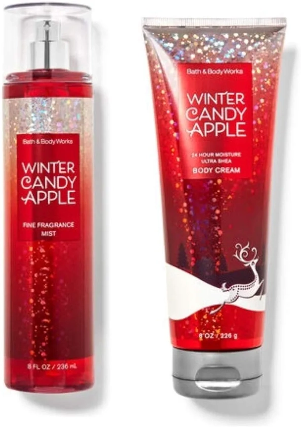 Bath & Body Works - Winter Candy Apple - Gift Set - Fine Fragrance Mist & Body Cream (Packaging Varies)