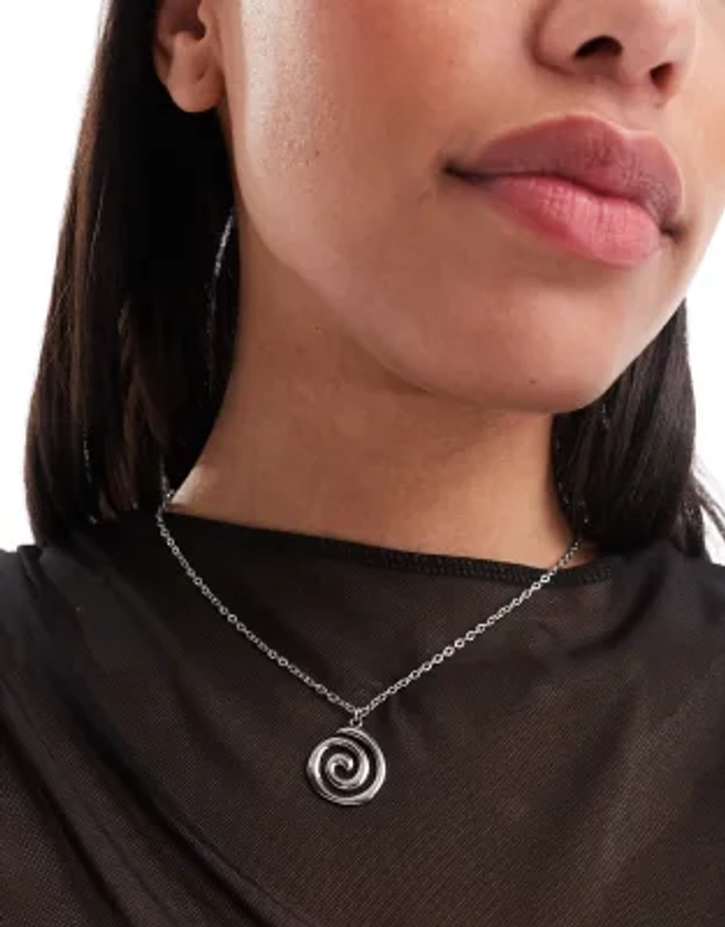 Petit Moments agrigento swirl pendant necklace in silver | ASOS