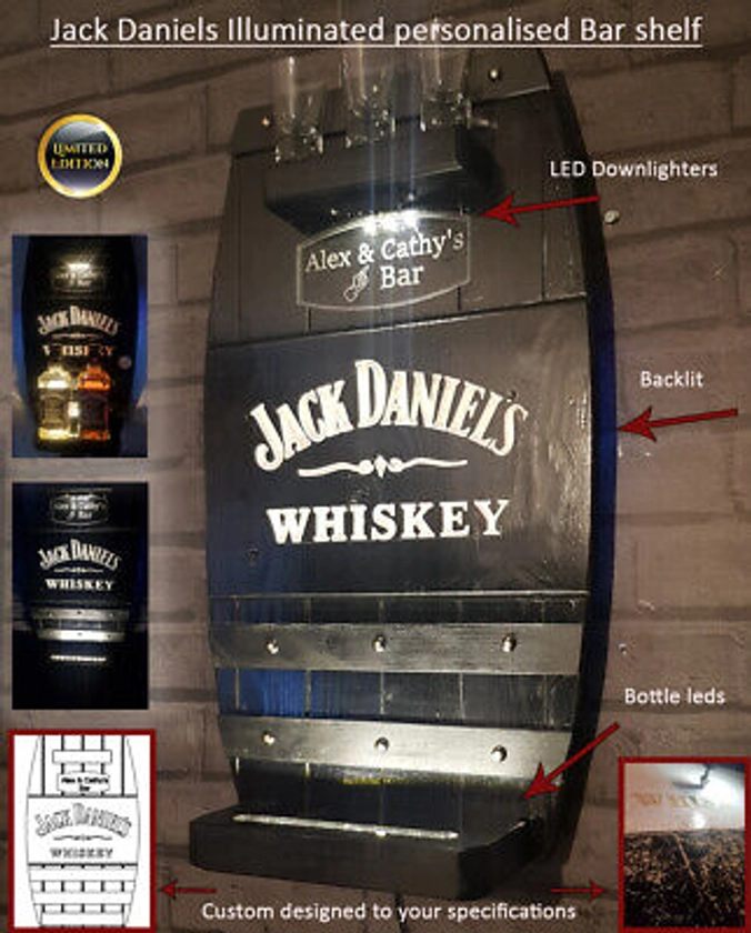 Jack Daniels Illuminated personalised bar sign shelf man cave | eBay