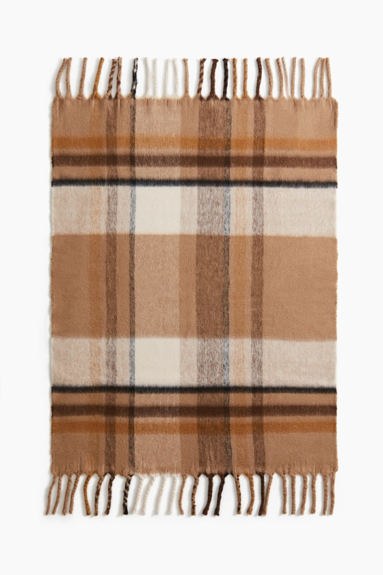 Plaid à motif - Beige foncé/carreaux - Home All | H&M FR