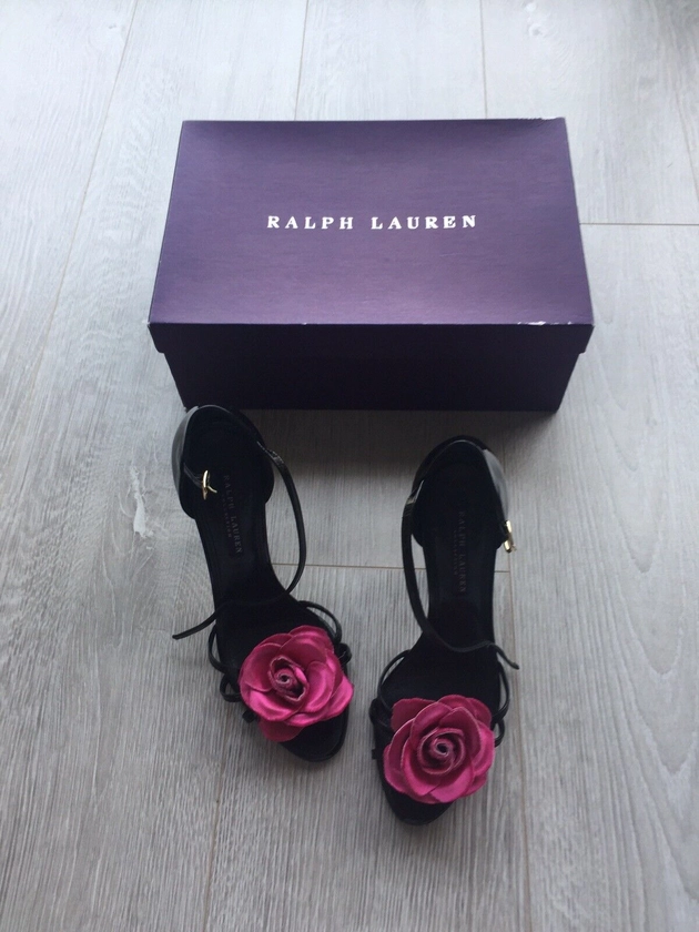 Ralph Lauren Collection Ladies High Heels Size UK4.5 EU37.5 Black Patent Leather