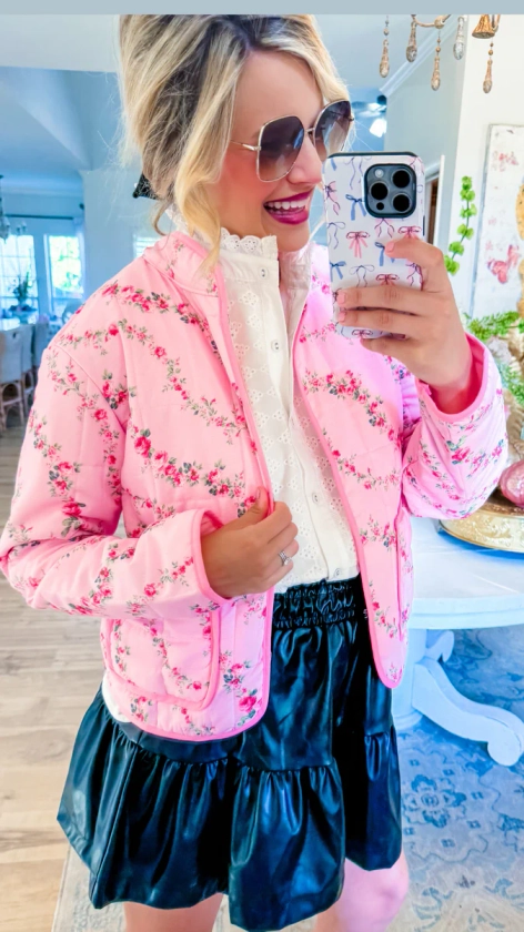 Pink Floral Quilted Jacket