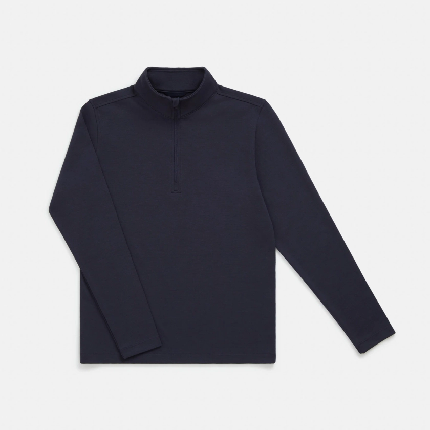Wool&Prince | Ponte Half-Zip Pullover - Washed navy