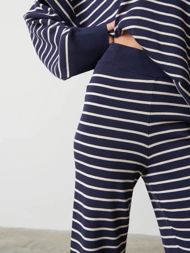 Hayden Striped Trouser - Navy and Cream