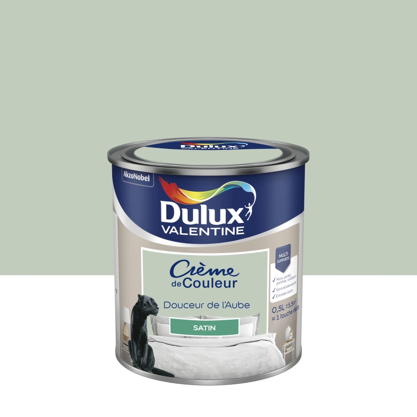 Peinture mur, bois douceur de l'aube satin DULUX VALENTINE Crème de couleur 0.5l