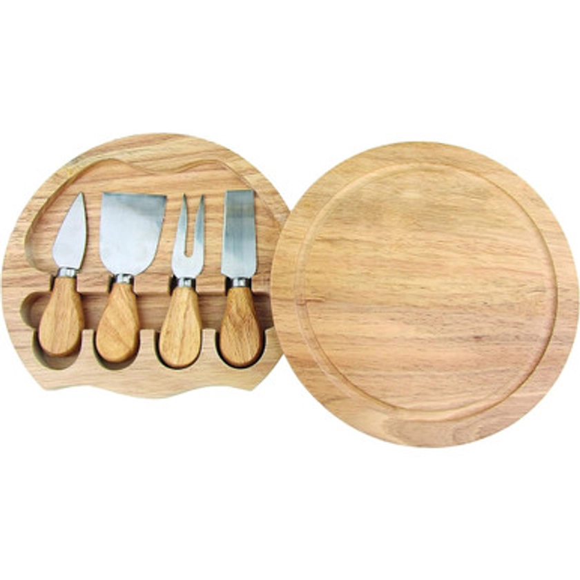 Apollo Hevea Wood Cheese Board With Knives