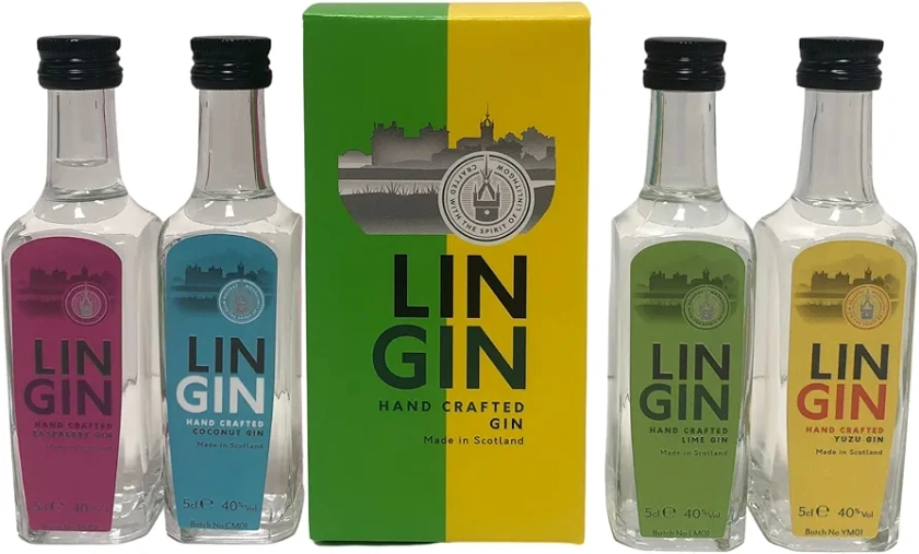 Linlithgow Distillery LinGin Colours | Gift Set | 4 x 40% ABV| 4 x 5cl Bottles