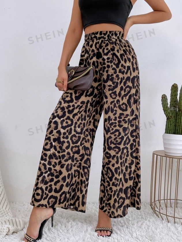 SHEIN VCAY Pantalon ample léopard