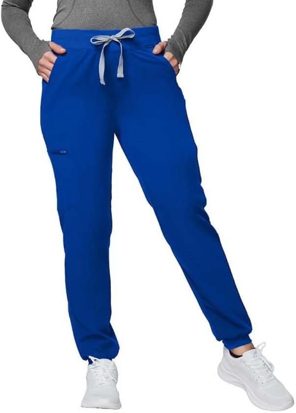 Medical Scrub Pants for Women - Mid Rise 4-Way Stretch Anti-Wrinkle Slim Fit Jogger Pants, Drawstring & 5 Pockets