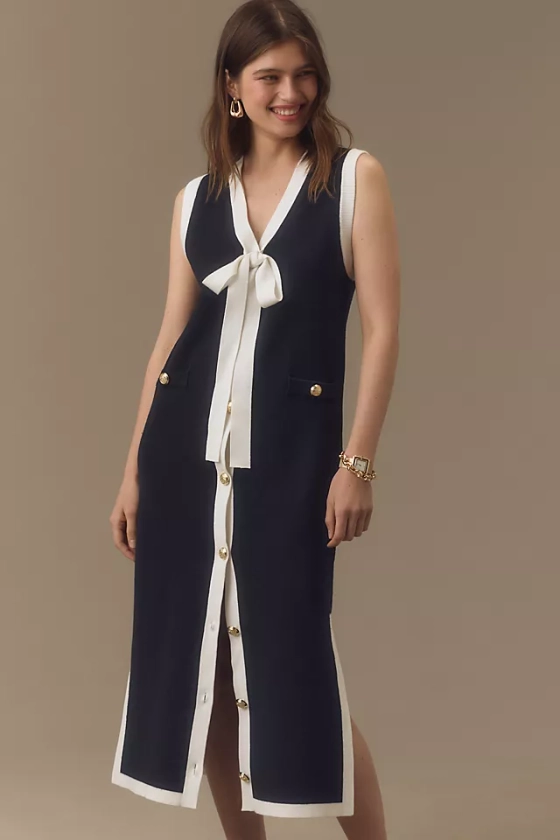 English Factory Sleeveless V-Neck Bow Midi Dress | Anthropologie