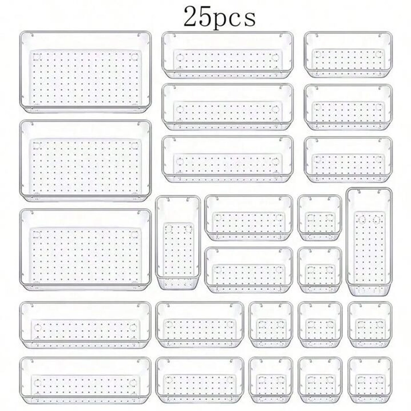 Transparent Desktop Storage Box With Multifunctional Drawers, Suitable For Organizing Kitchen Items, Cosmetics, Jewelry Etc., For Sorting Daily Necessities