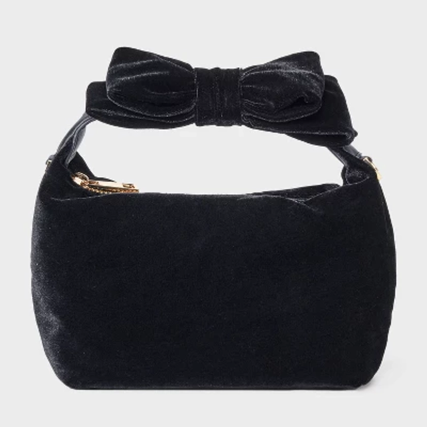 Mini Bow Satin Handbag Clutch - A New Day™ Black