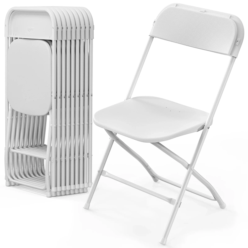 VINGLI 10 Pack White Plastic Folding Chair, Indoor Outdoor Stackable Seat - Walmart.com