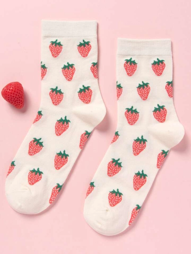 Chaussettes à motif fraise