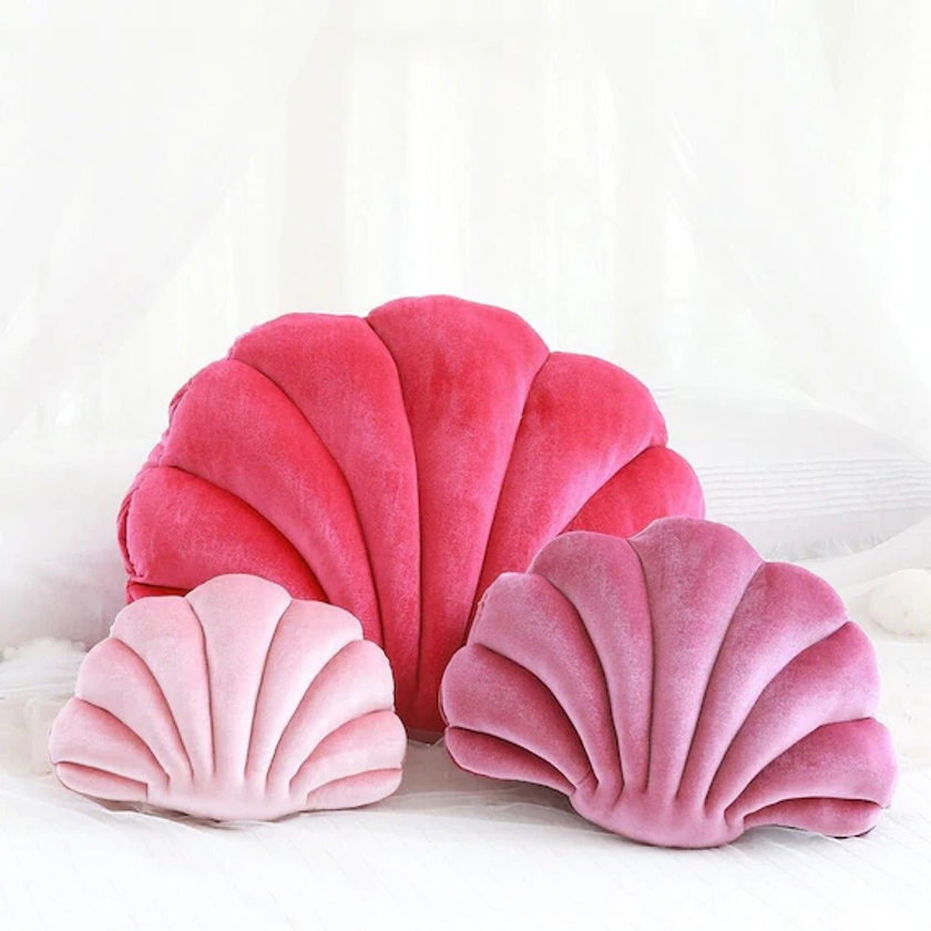 Velvet Shell Plush Throw Pillow * Decorative Seashell Cushion * Shell Plush Pillow