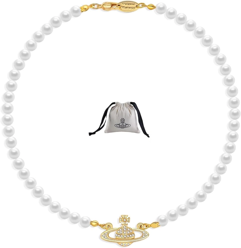 Hipwope Collier de perles planète pour femme - Perles de Saturne - Cristal et strass - Pour meilleure amie, petite amie, anniversaire, anniversaire de mariage