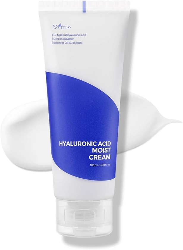 ISNTREE Hyaluronic Acid Moist Cream 100ml, 3.38 fl.oz | Balances Oil & Moisture | Deep moisturizer