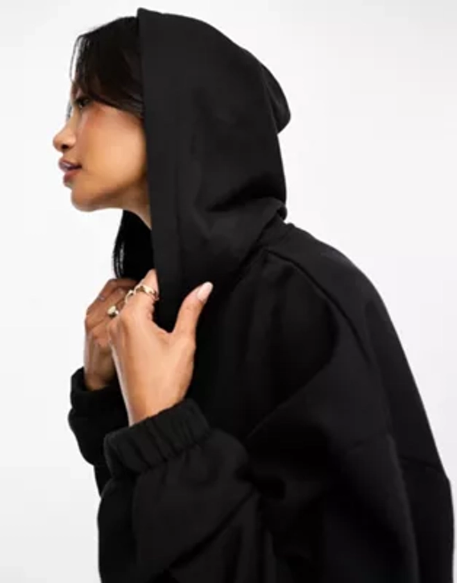 ASOS DESIGN - Sweat court à capuche oversize à fermeture éclair - Noir