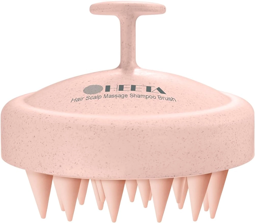 HEETA Shampoo Scalp Brush Massager Hair Growth, Soft Silicone Bristles to Remove Dandruff, Scalp Scrubber for Hair Care Relax Scalp, Brush for Wet Dry Hair, Upgraded Material, Light Pink