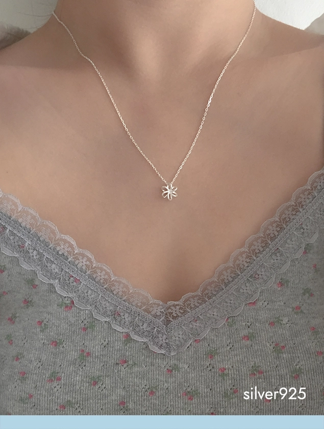 powder flower necklace (silver925)