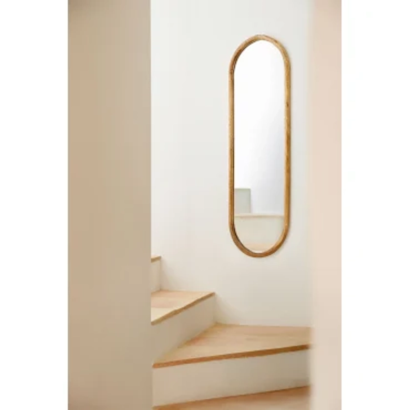 Miroir mural ovale en bois de manguier (35x115 cm) Munya