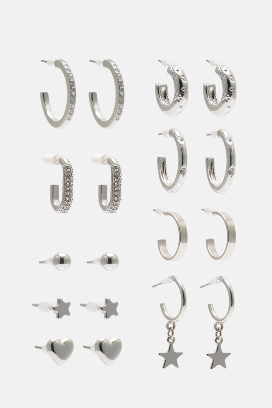 Lot de boucles d’oreilles anneaux brillants - pull&bear