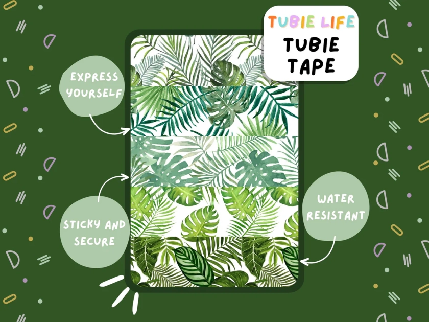 TUBIE TAPE Tubie Life tropical leaves ng tube tape for feeding tubes and other tubing