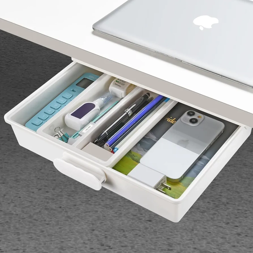 GGIANTGO Under Desk Drawer[Large], Self-Adhesive Under Desk Storage, Desk Drawer Organizer for Office Home Stationery