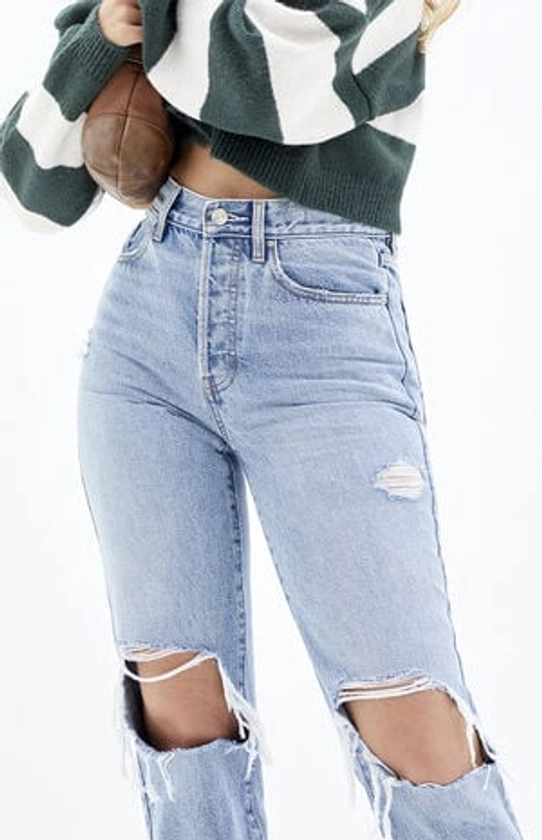 PacSun Light Indigo Ripped Knee Dad Jeans | PacSun