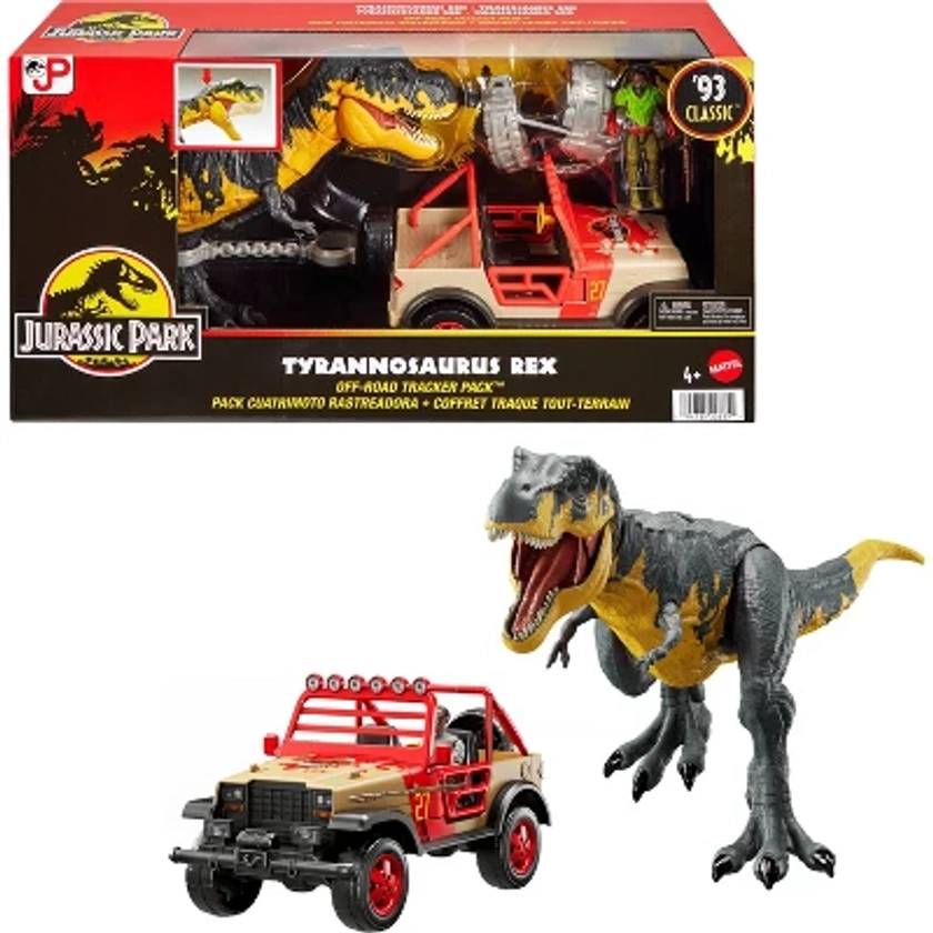 Jurassic World Tyrannosaurus Rex Off-Road Tracker Pack: Action Figure Playset, Ages 4+, 11 Pieces