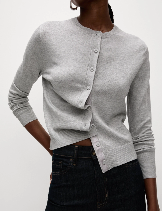 Crew Neck Button Front Cardigan | M&S Collection | M&S