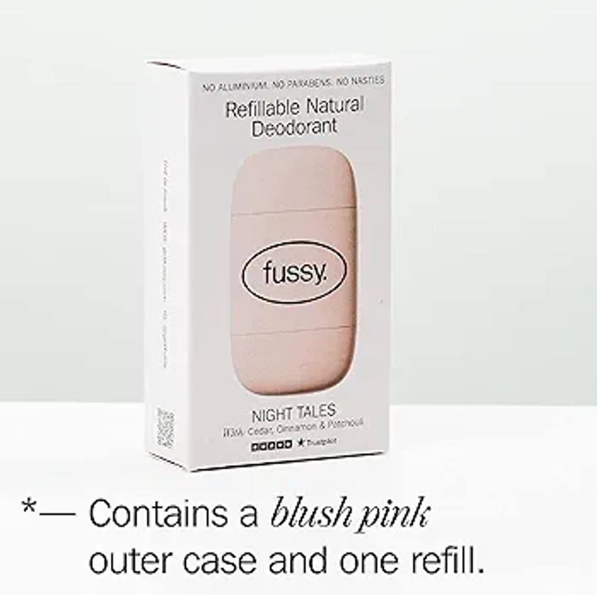 Fussy - Natural Refillable Deodorant - Aluminium Free - 24 hour protection - Floral Scent and Blush Pink Case - Ylang Ylang, Patchouli & Cedarwood - Vegan & Cruelty Free - 100% Natural & Effective