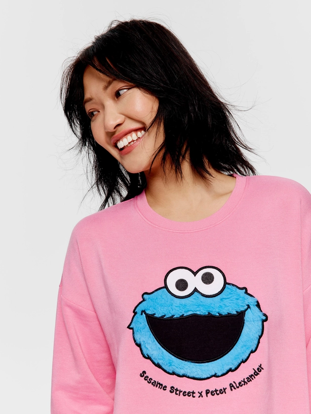 Cookie Monster Sweater Pink - Peter Alexander Online