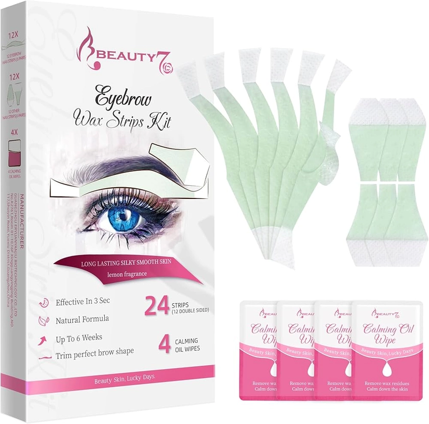 Bandes de Cire Froide Dépilatoire pour Sourcils Lèvre, l'épilation des Visage Formule de Cire pour Peaux Sensibles 24 Bandes de Cire + 4 Lingettes Apaisantes (1) : Amazon.fr: Hygiène et Santé