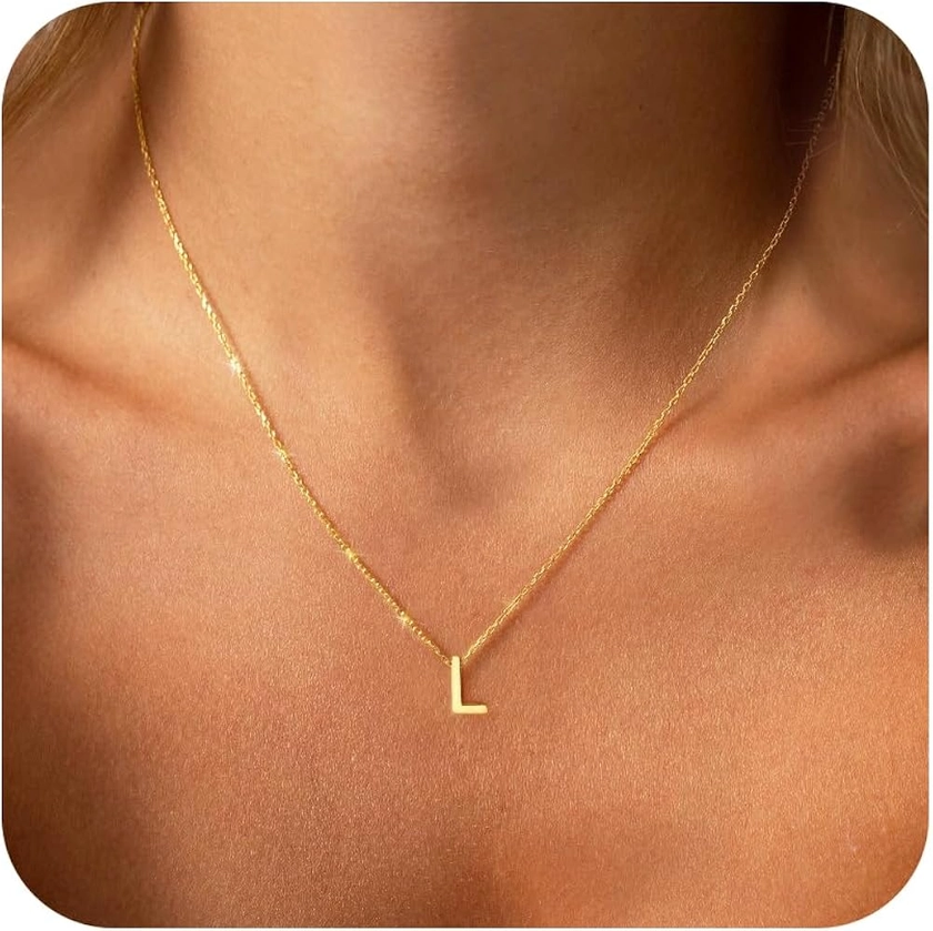 Initial Necklace for Women - Dainty 18K Gold Plated Initial Necklace Tiny A-Z Pendant Choker Necklace Trendy Cute Initial Letter Necklace Gold Jewelry Necklace for Women