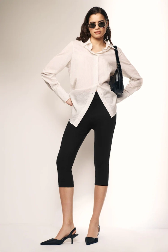 Buy Black Ponte Cropped Capri Leggings from the Next UK online shop